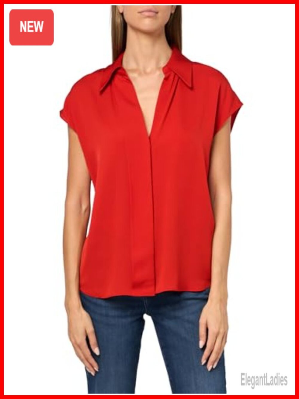 Vince Cap Sleeve Hidden Placket Blouse Collared Neck Relaxed Fit